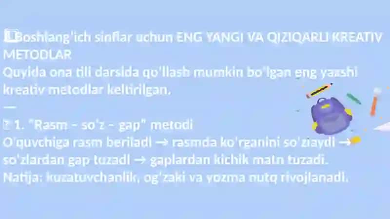 Boshlangʻich sinf ona tili DTS dasturi va darsliklarida kreativ yondashuv 4