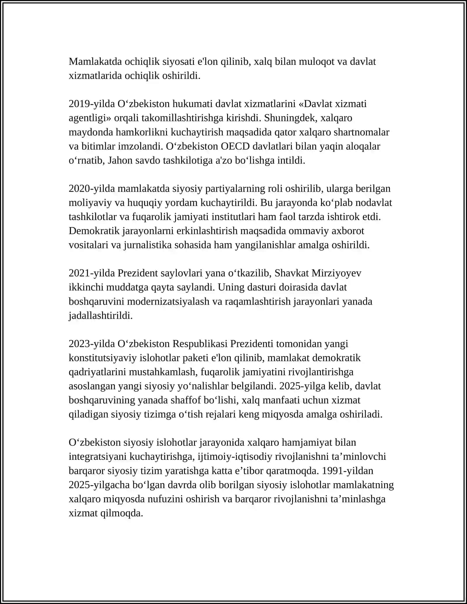 "1991-2025-YILLARDA O'ZBEKISTON VA JAHON DAVLATLARI TARAQQIYOTI" 4
