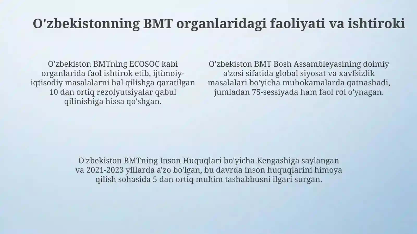 O'zbekistonning BMTga a'zoligi: Asosiy tamoyillar va maqsadlar 4