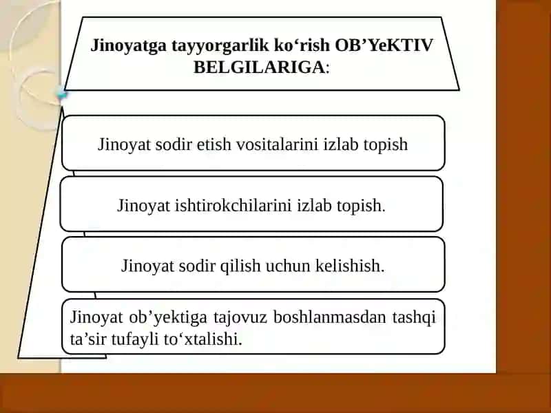 Tamom bo‘lmagan jinoyatlar. Jinoyatda ishtirokchilik 4