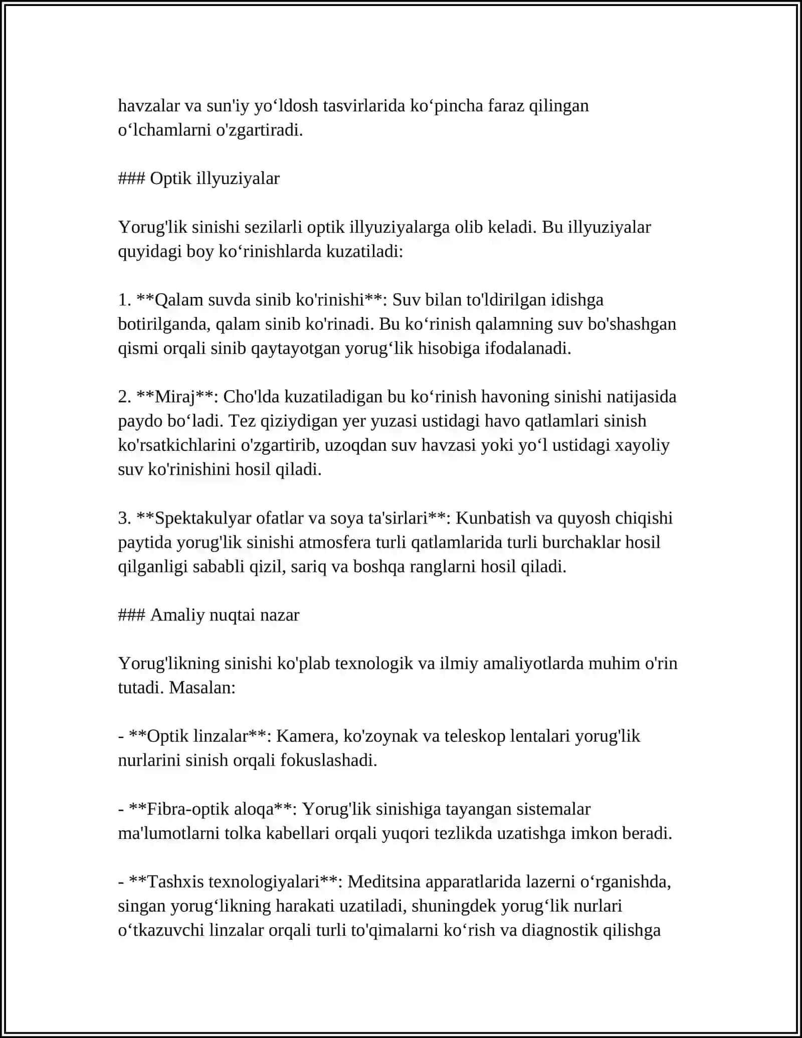 YORUG‘LOKNING SINISHI VA QAYTISH QONUNI 4