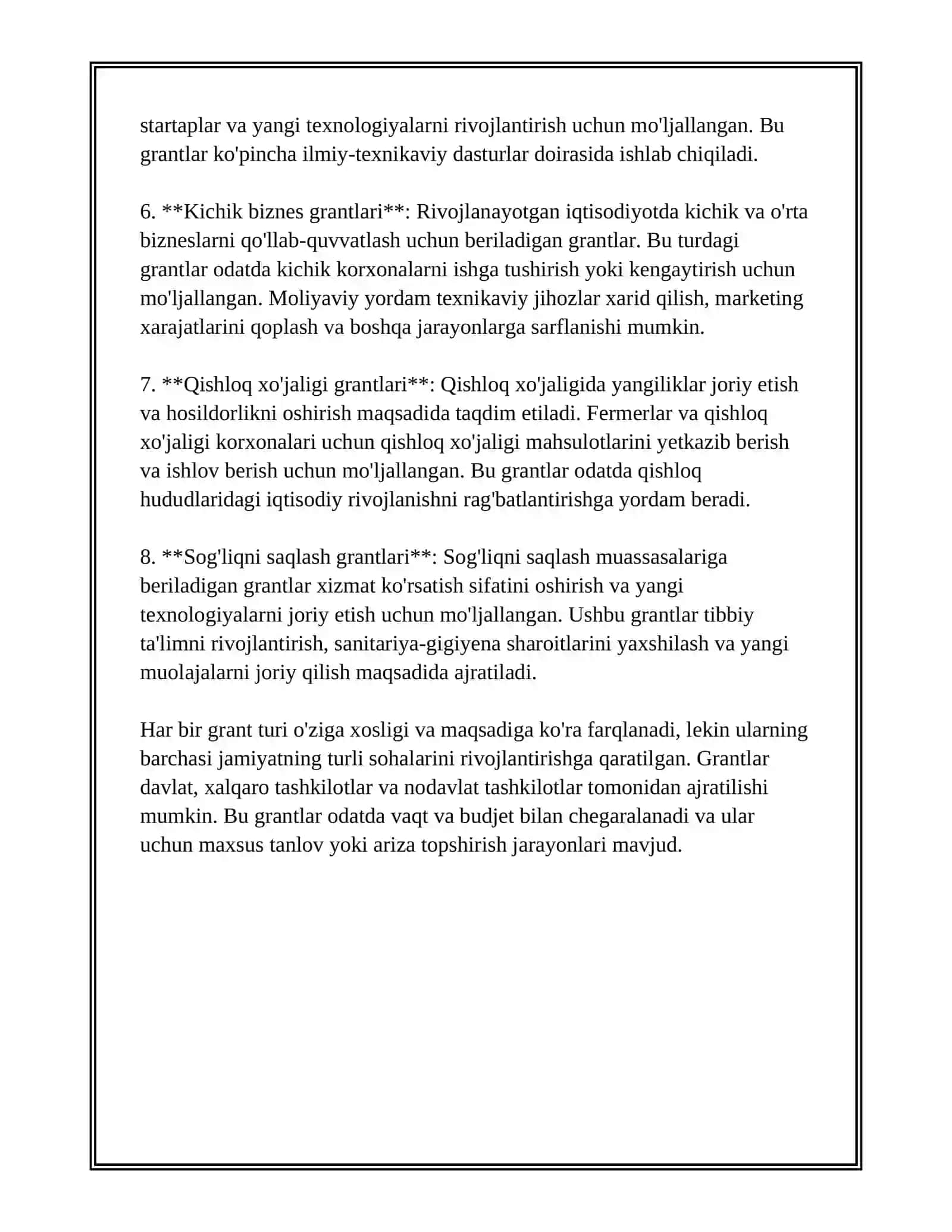 DAVLAT GRANTLARI VA INOVATSION LOYIHALARNI QO’LLAB-QUVVATLASH 4