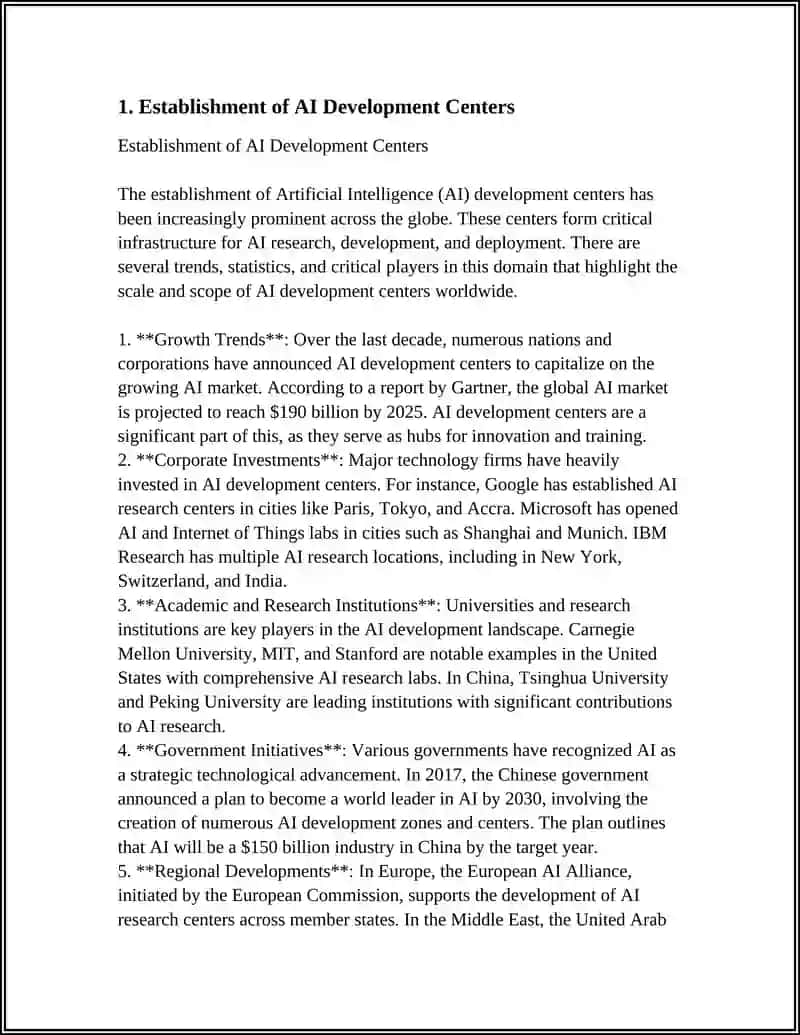 Establishment of AI Development Centers 4