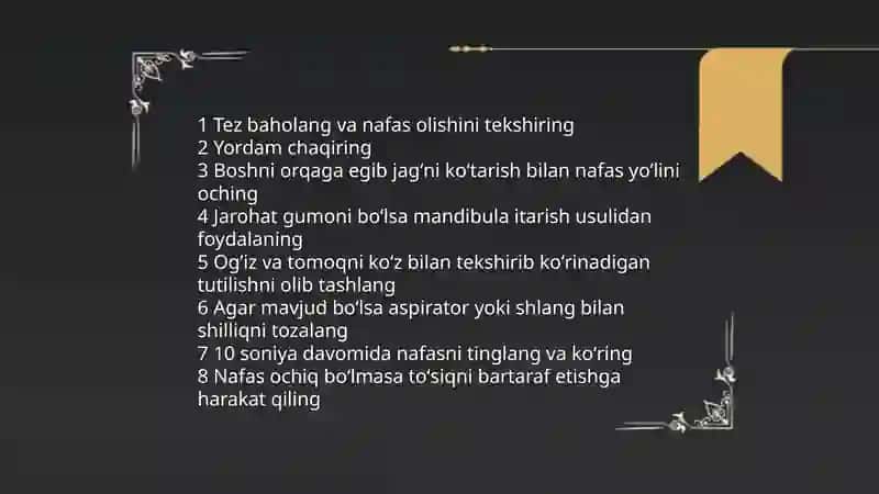 Hushdan ketgan bemorlarga vrachgacha boʻlgan yordam koʻrsatish 4