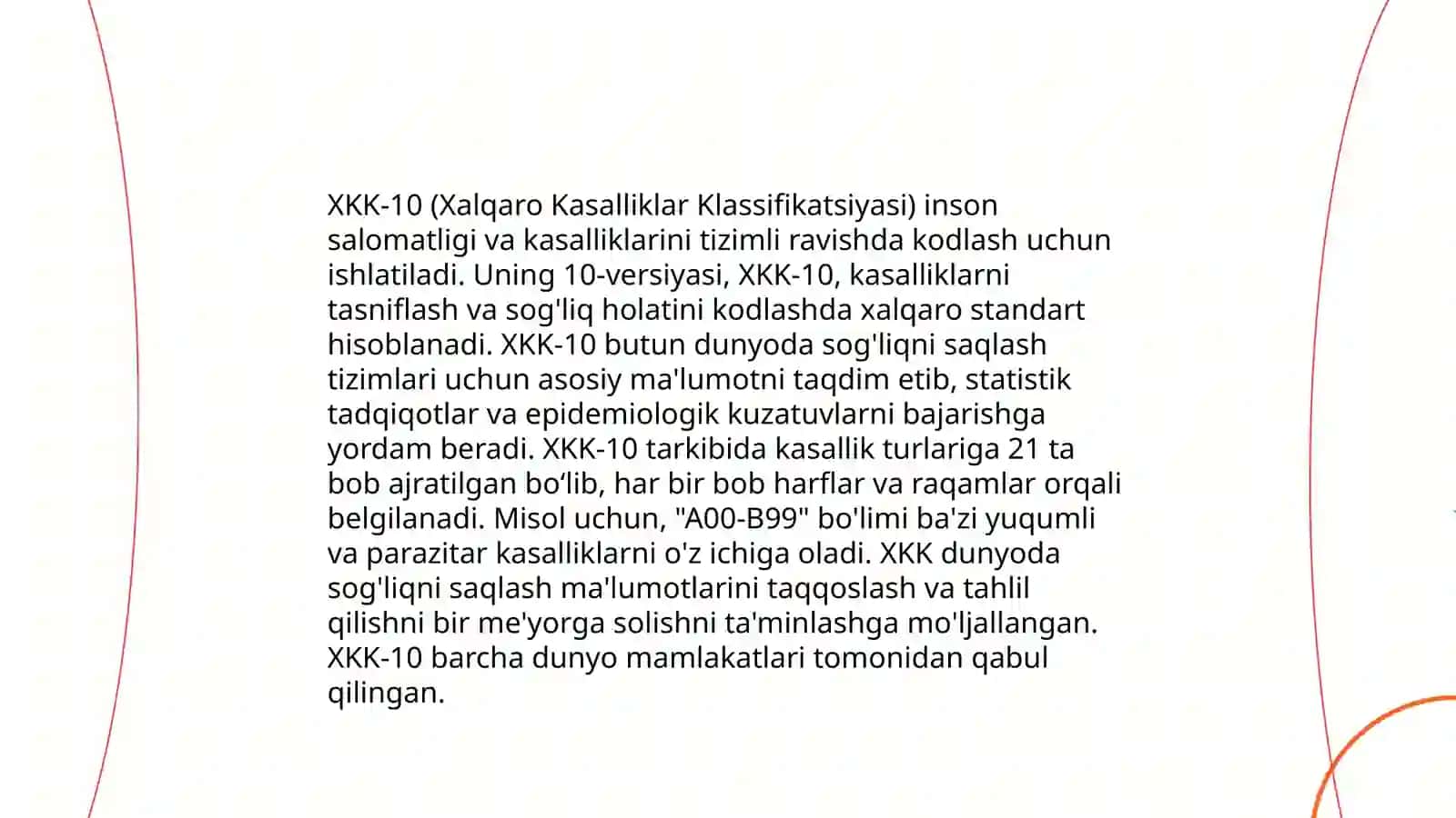 Boladagi ruxiy salomatlik mezonlari XKK-10tasnifi koʻrib chiqish va diagnostik kategoriyalar 4