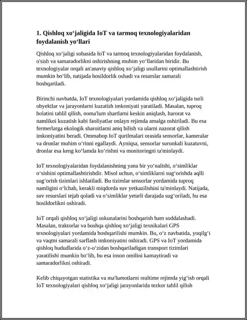 Qishloq xo‘jaligida IoT va tarmoq texnologiyalaridan foydalanish yo‘llari 4