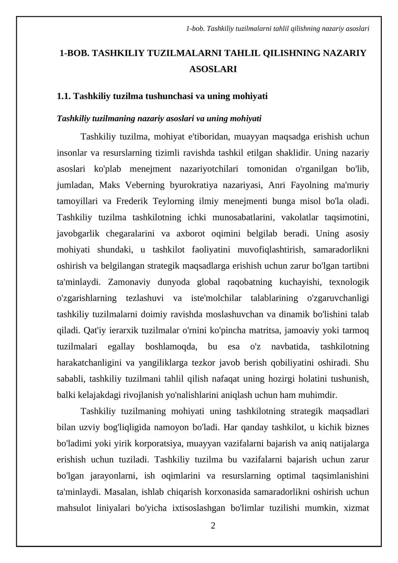 Tаshkiliy tuzilmаlаrni tахlil qilishning mоhiyati, mаqsаd vа vаzifаlаri 4