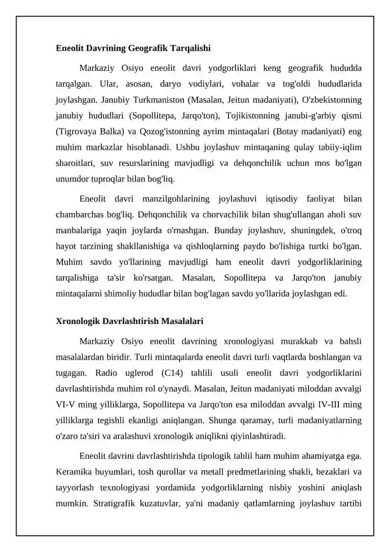 Mavzu: Markaziy Osiyo Eneolet davri yodgorliklari 4