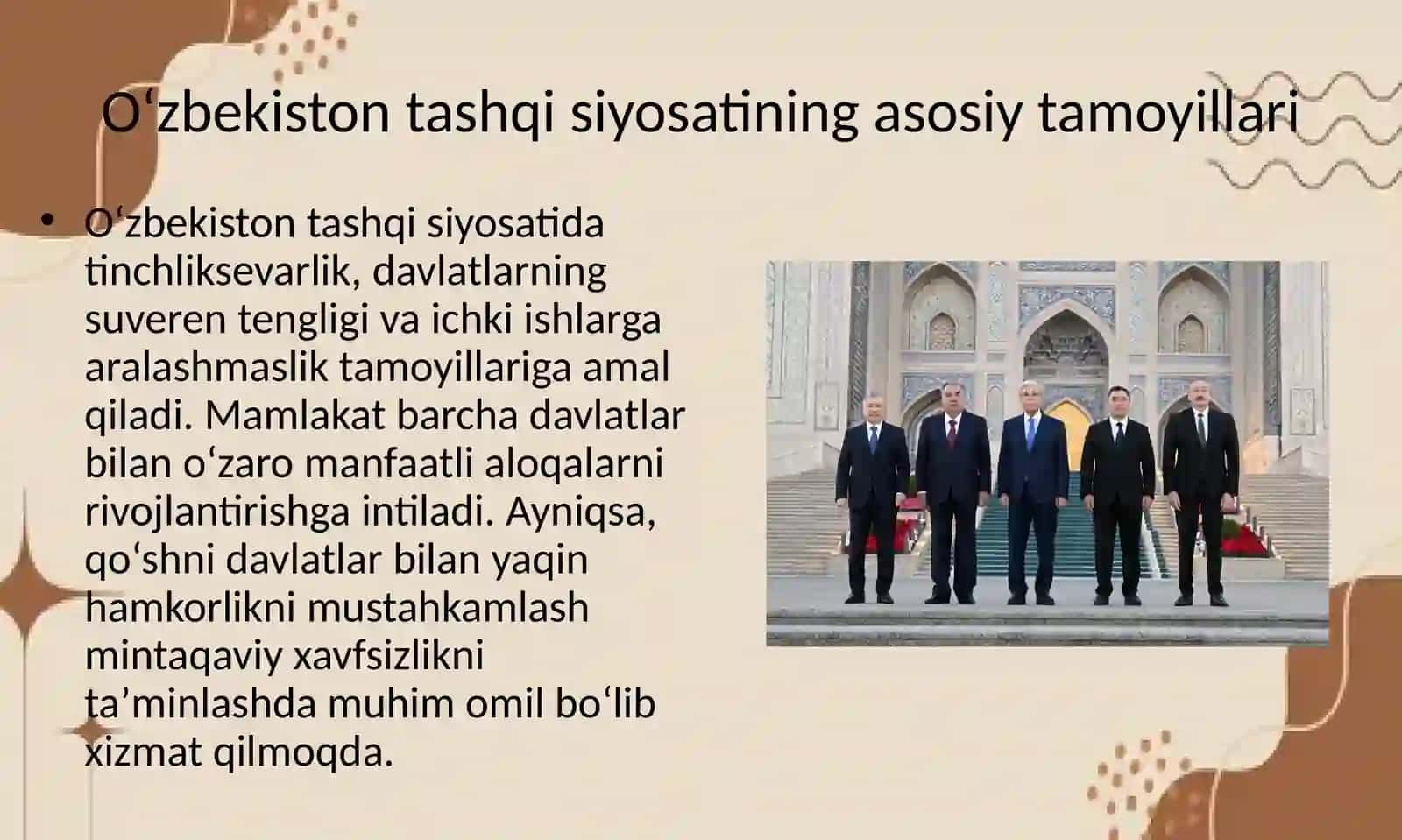 O‘zbekistonning Markaziy Osiyoda Tinchlik va Barqarorlikni Taʼminlashda Giʼrni 4