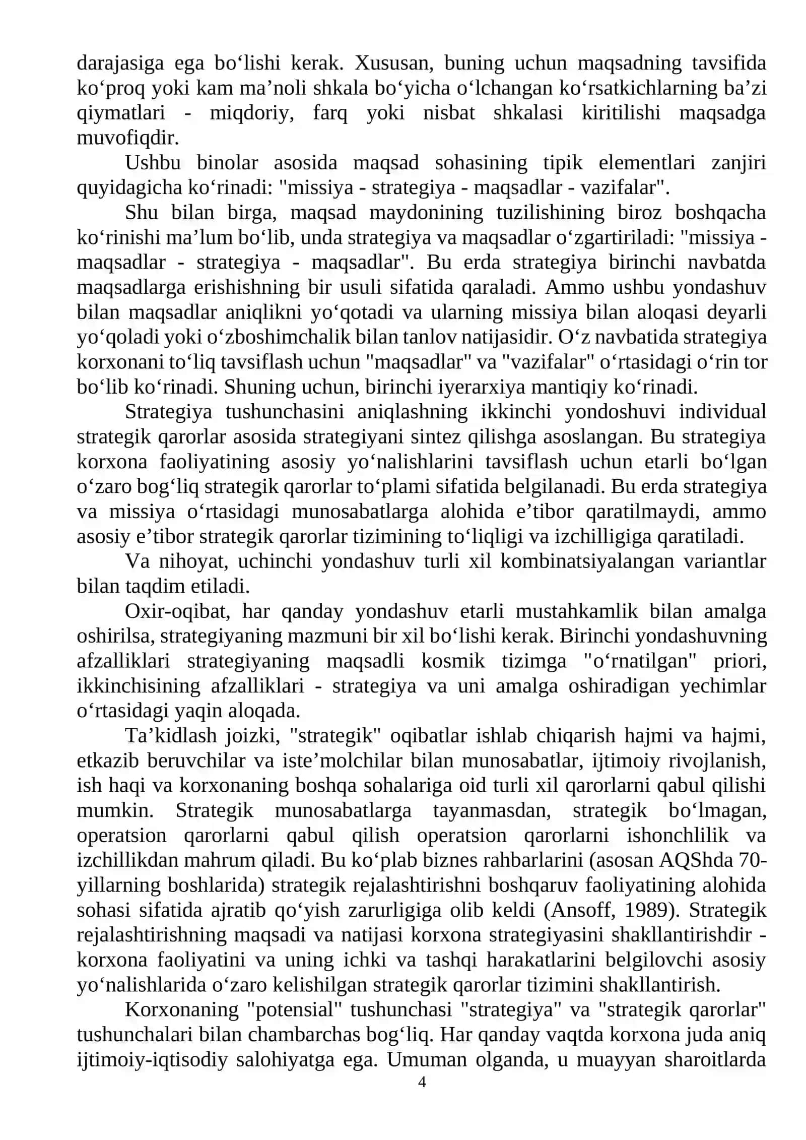 Korxona strategiyasining mazmuni va mohiyati 4