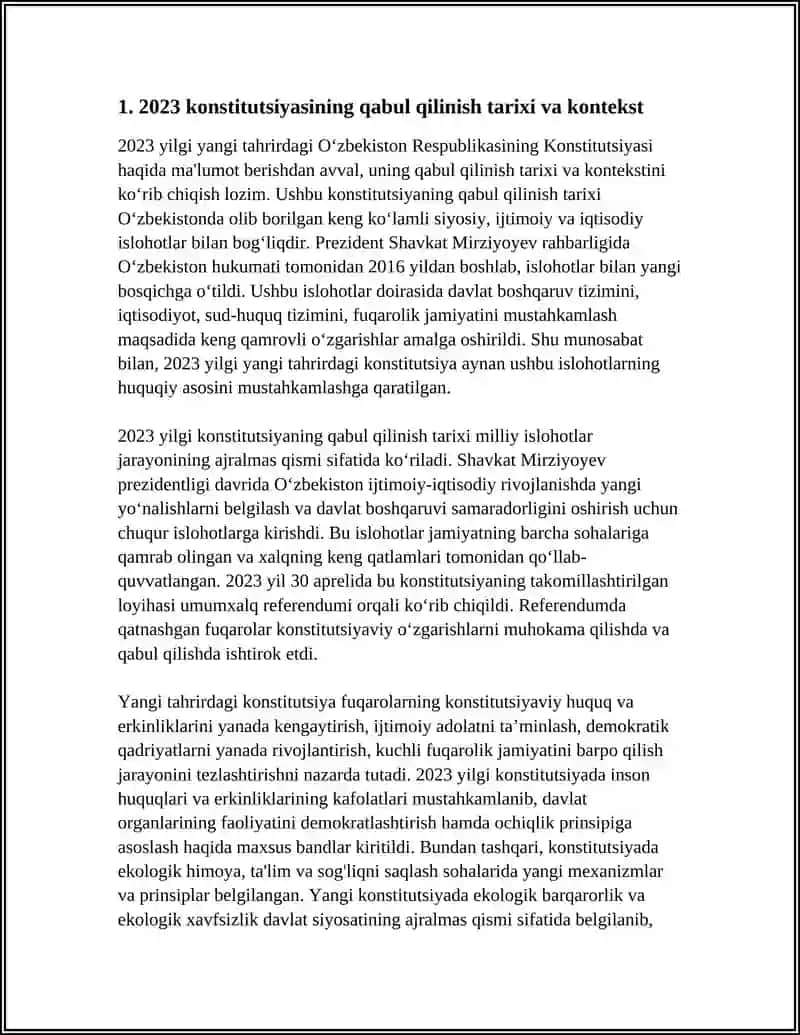 2023 YILGI YANGI TAHRIRDAGI O‘ZBEKISTON RESPUBLIKASINING KONSTITUTSIYASI: MAZMUNI VA AHAMIYATI 4