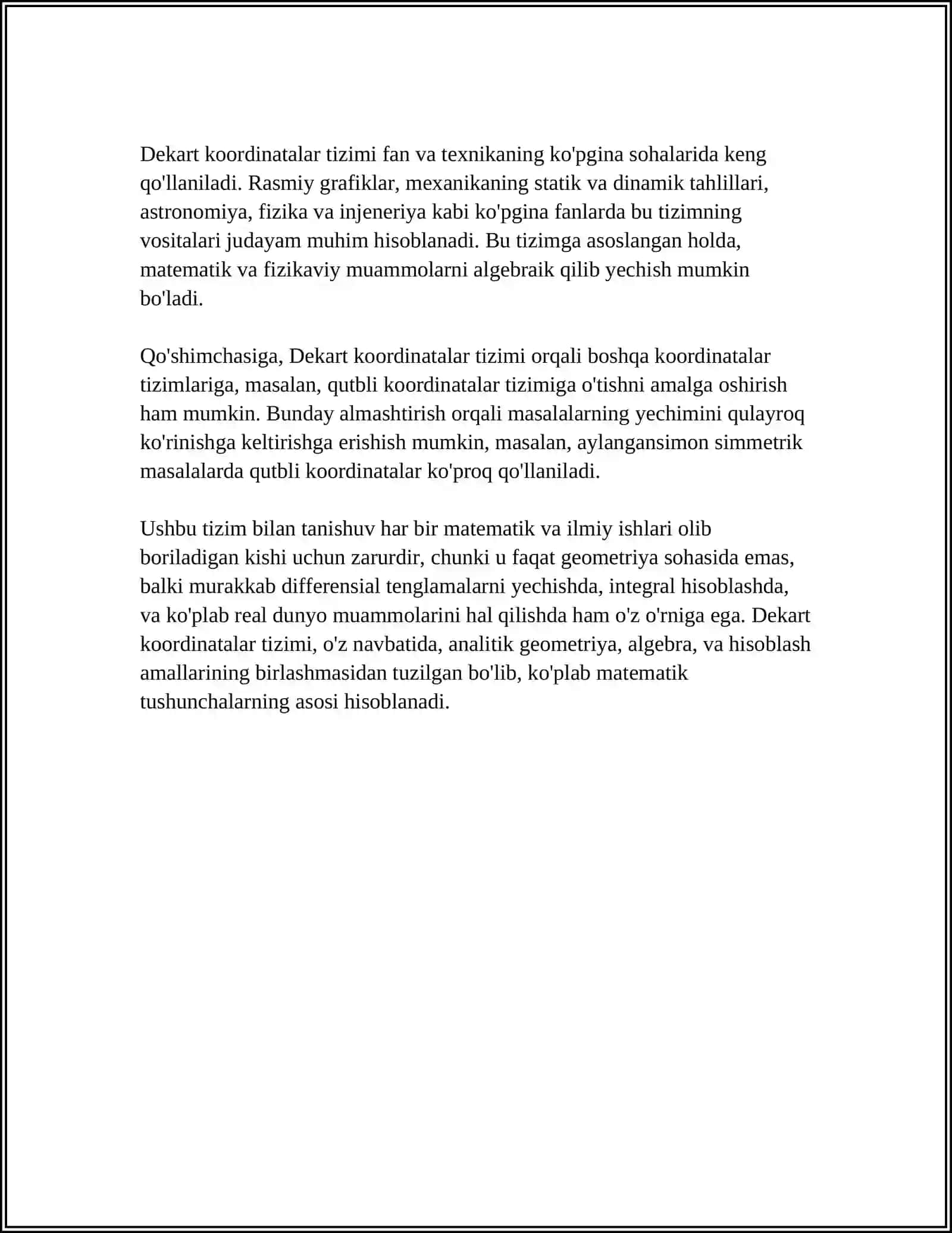 TEKISLIKDA VA FAZODA DEKART KOORDINATALAR SISTEMASI.KESMANING BERILGAN NISBATDA BOʻLISH,UCHBURCHAK YUZINI,OGʻIRLIK MARKAZINI TOPISH 4