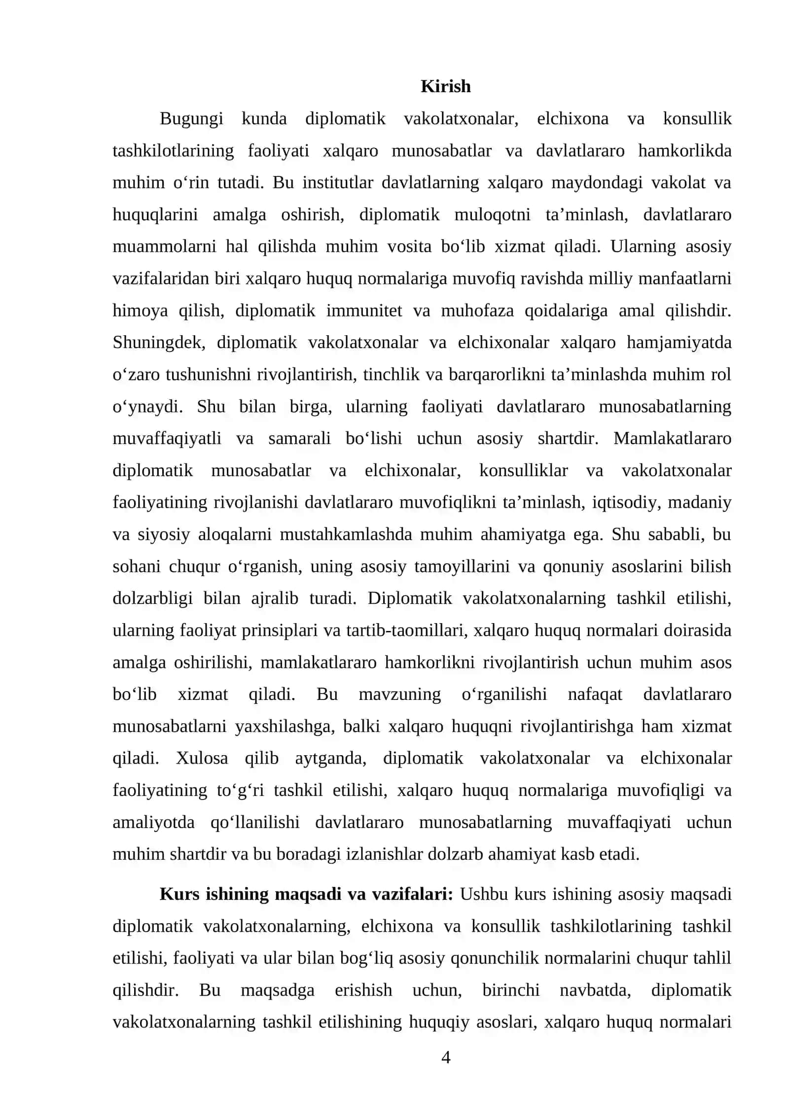 Diplomatik Protokol va Etiket Qoidalari Fanidan Tayyorlagan Kurs Ishi 4