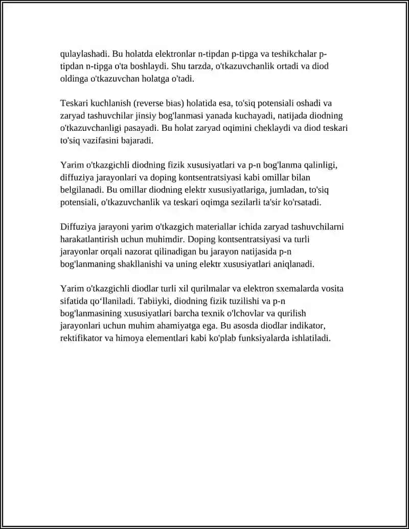 Yarim o'tkazgichli diod parametrlari va xarakteristikalari 4