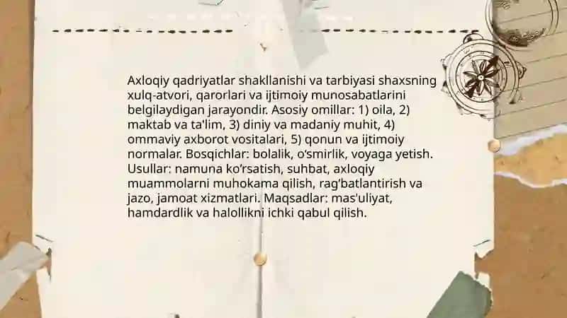 Etika - Axloqiy qadryatlar 4