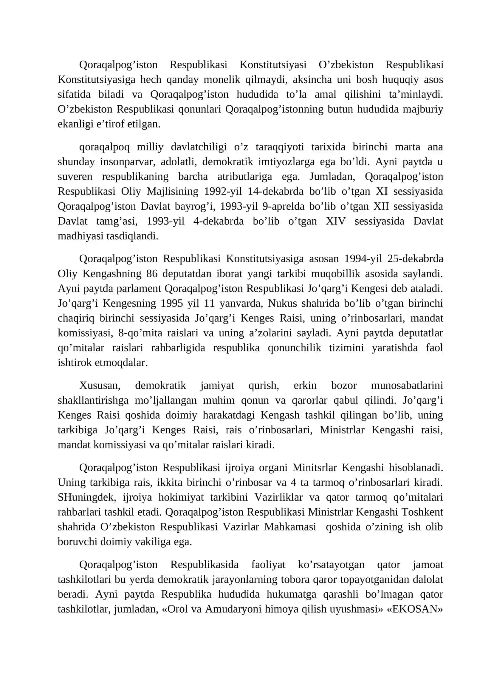 MUSTAQILLIK YILLARIDA QORAQALPOG‘ISTON RESPUBLIKASI 4
