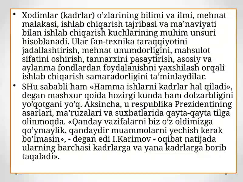 Kadrlar siyosati va uning sanoat taraqqiyotidagi roli 4