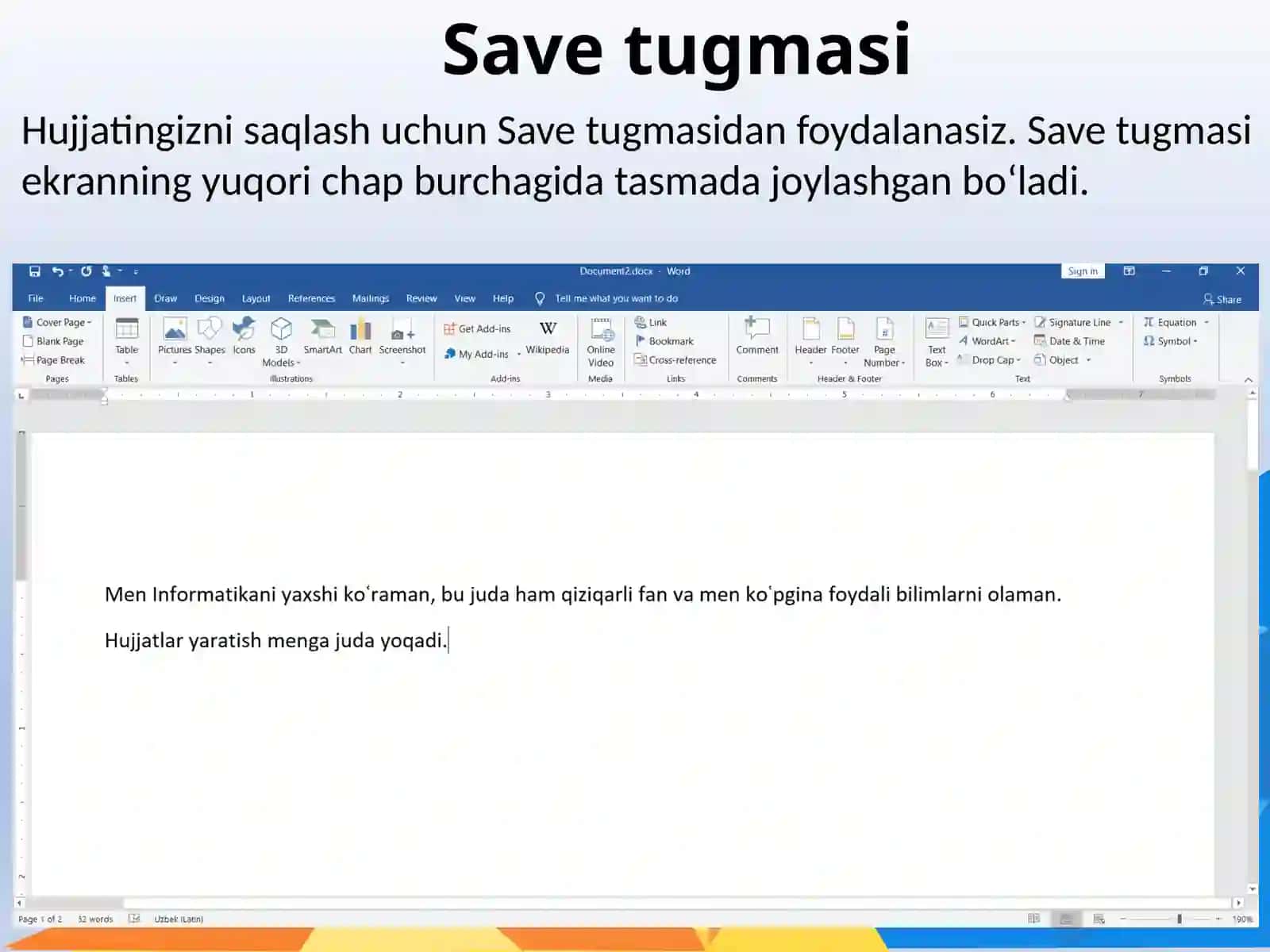 Save tugmasi va hujjatni qulay nom bilan saqlash 4