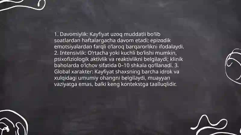 Kayfiyatning umumiy tavsifi va uning tuzilishi 4