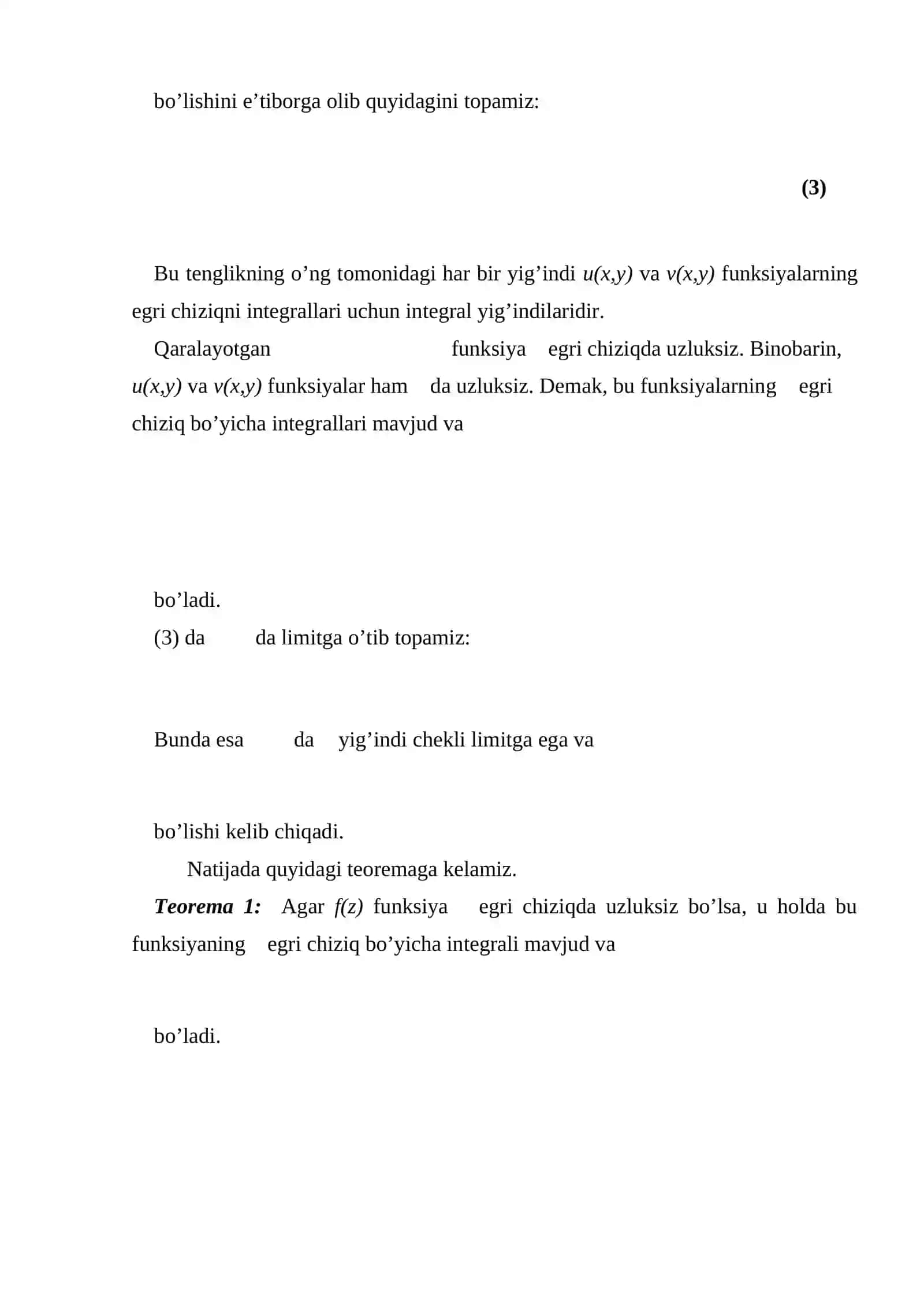 Kompleks o’zgaruvchili funksiyaning integrali va uning xossalari koshi teoremasi 4