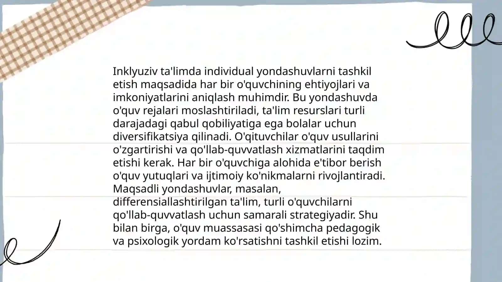 Tayanch harakat apparatida nuqsoni bo'lgan bolalar uchun inklyuziv ta'lim strategiyalari va ularni amalga oshirish shart-sharoitlari 4
