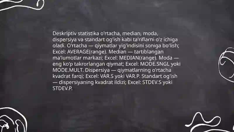 MS Excel-2016dasturining statistik tahlillar qilish va yechimlar qidirish funksiyalari bilan ishlash 4