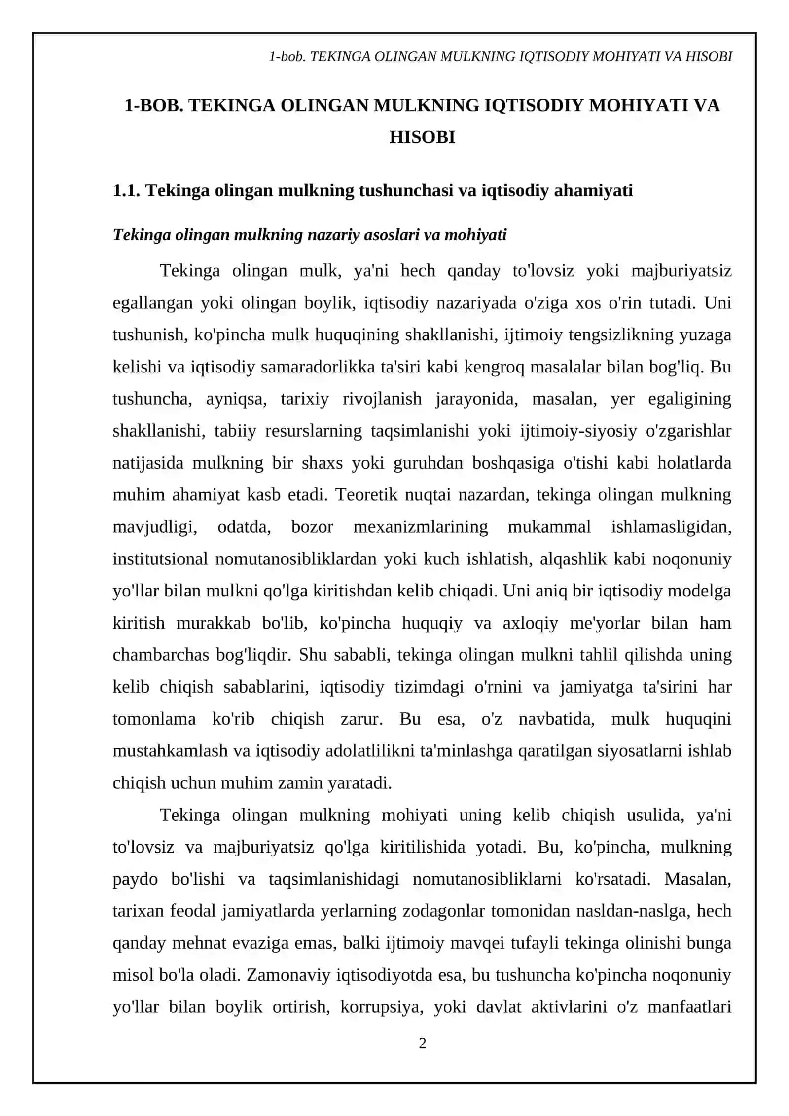 Kurs ishi Mavzu: Tekinga olingan mulk 4