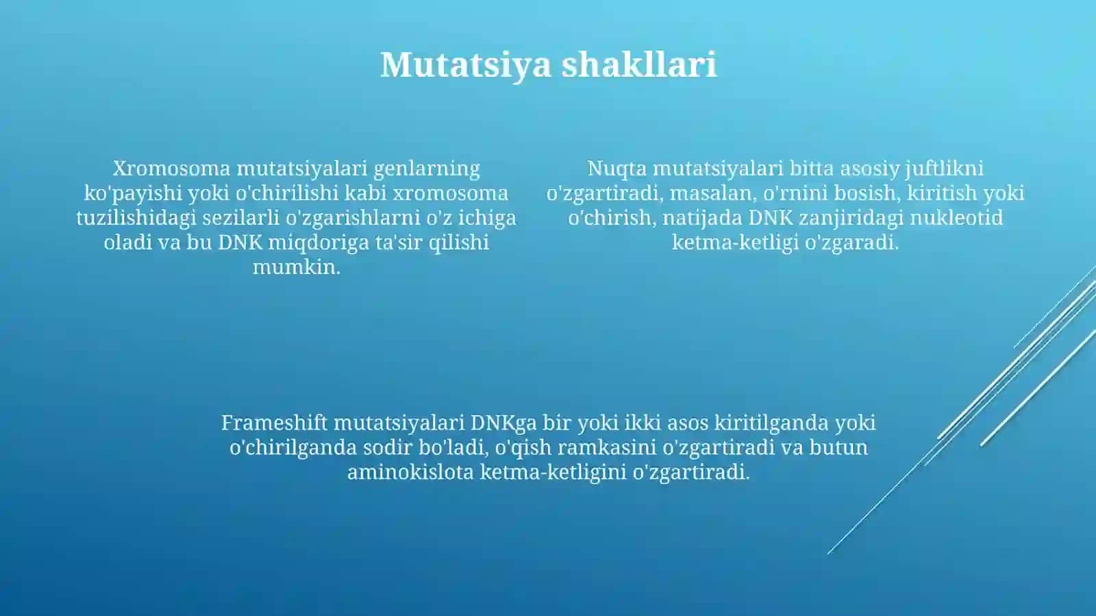 Mutatsiyalar sabablari shakllari ahamiyati va biologik oqibatlari 4