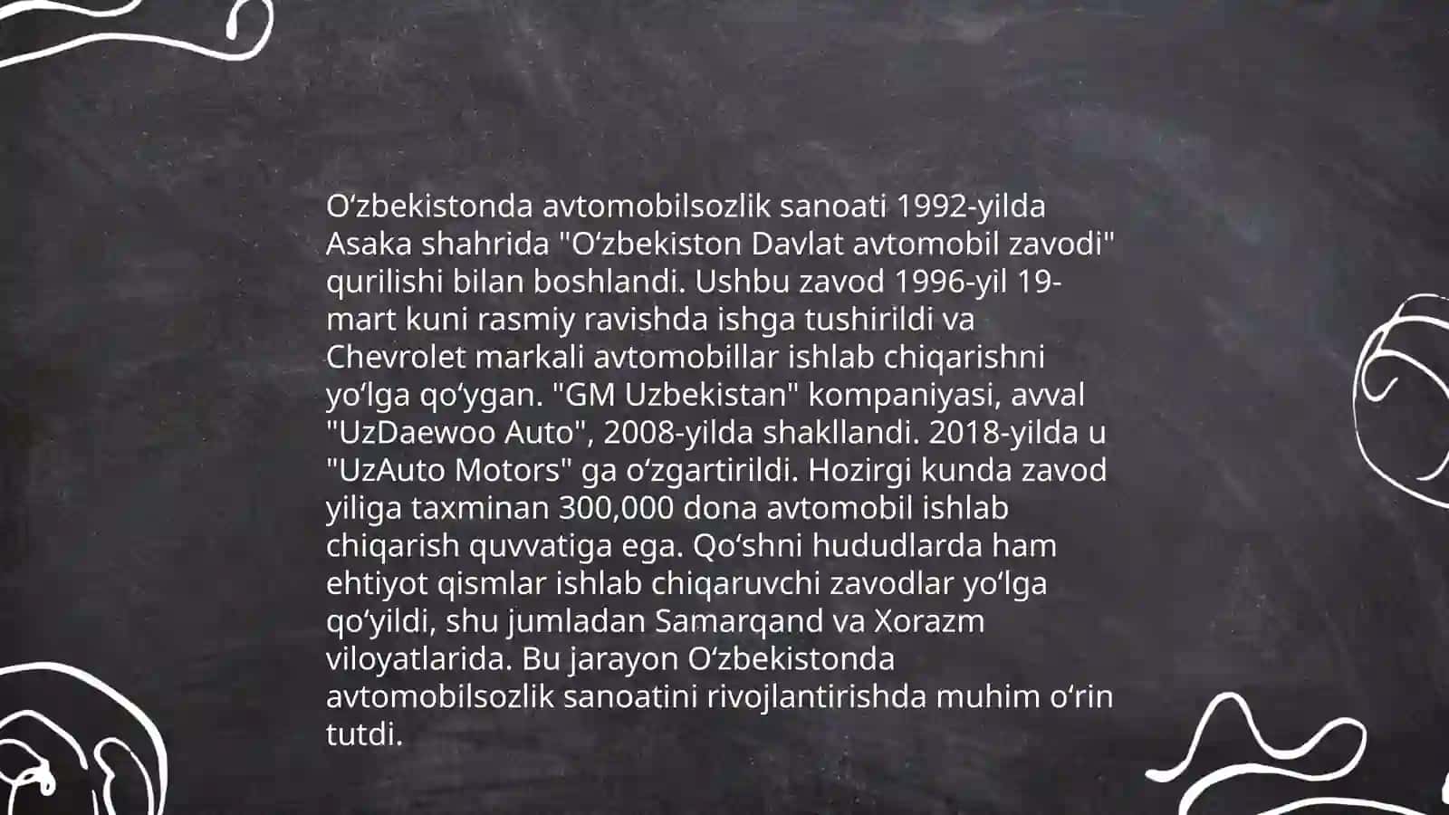 Oʻzbekistonda avtamabilsozlik 1994yilda va2024-yilarda 4