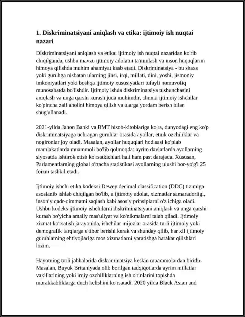 IJTIMOIY ISHDA DISKRIMINATSIYAGA QARSHI KURASH: ETIK YONDASHUVLAR 4