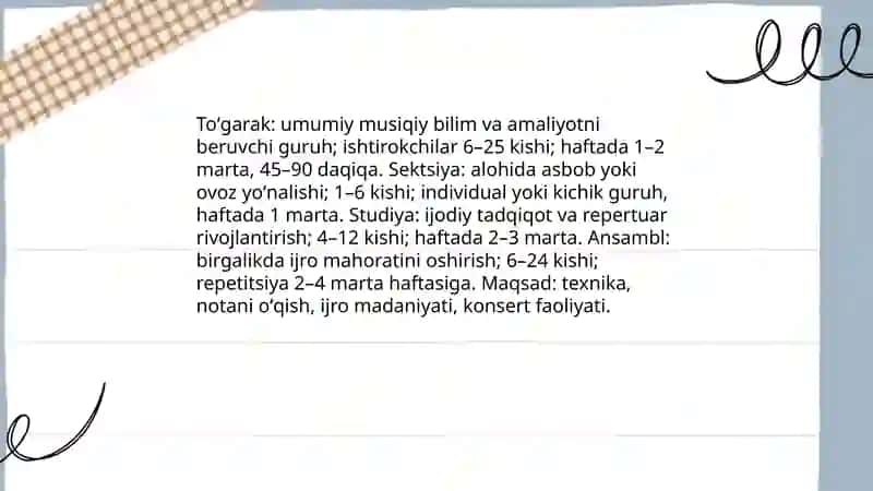 Darsdan tashqari musiqiy mashgʻulotlarni tashkil etish 4