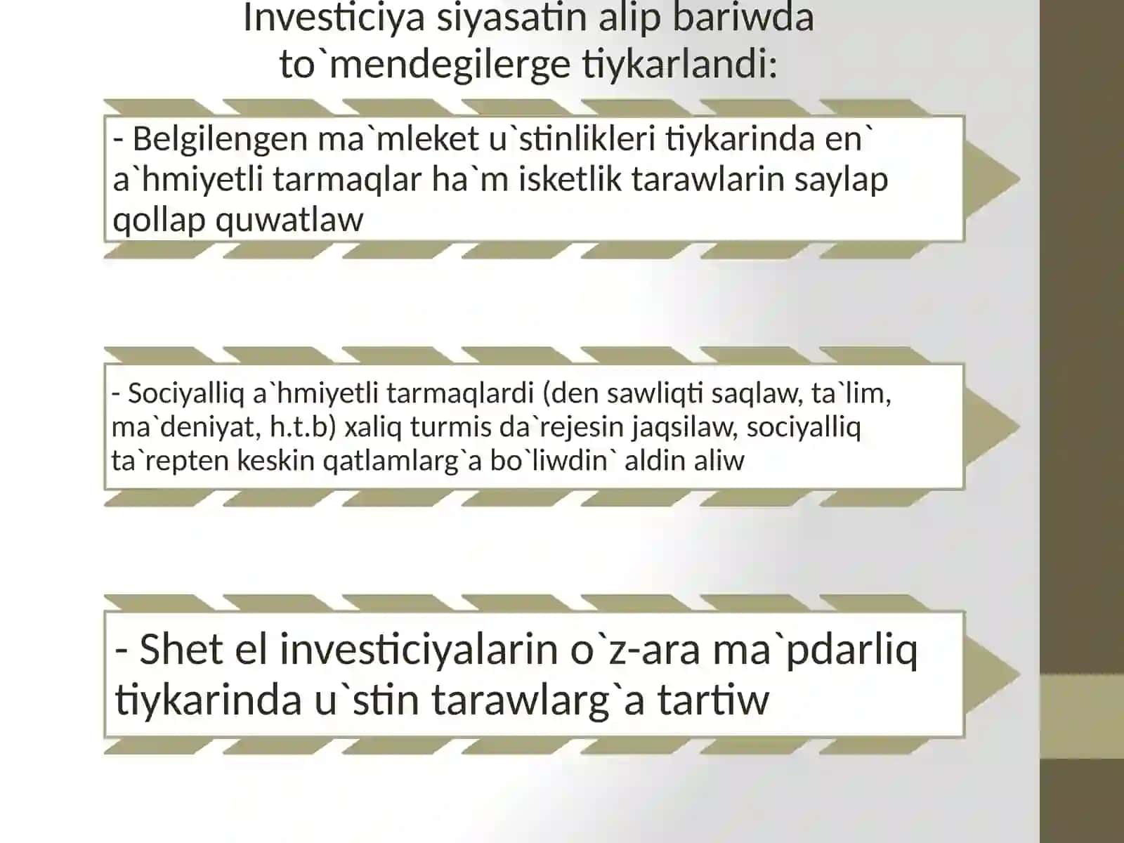 Investiciya joybarlarin tayarlaw basqishlari 4