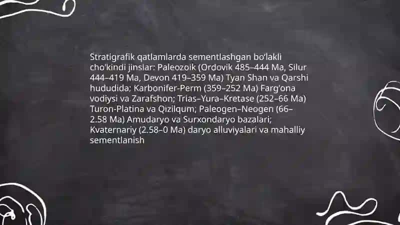 Sementlashgan boʻlakli choʻkindi togʻ jinslarini Oʻzbekiston hududida tarqalishi 4