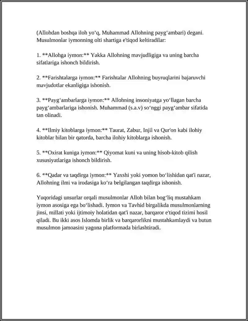 Islomning Asosiy Aqidasi (Tavhid va Iymon) 4