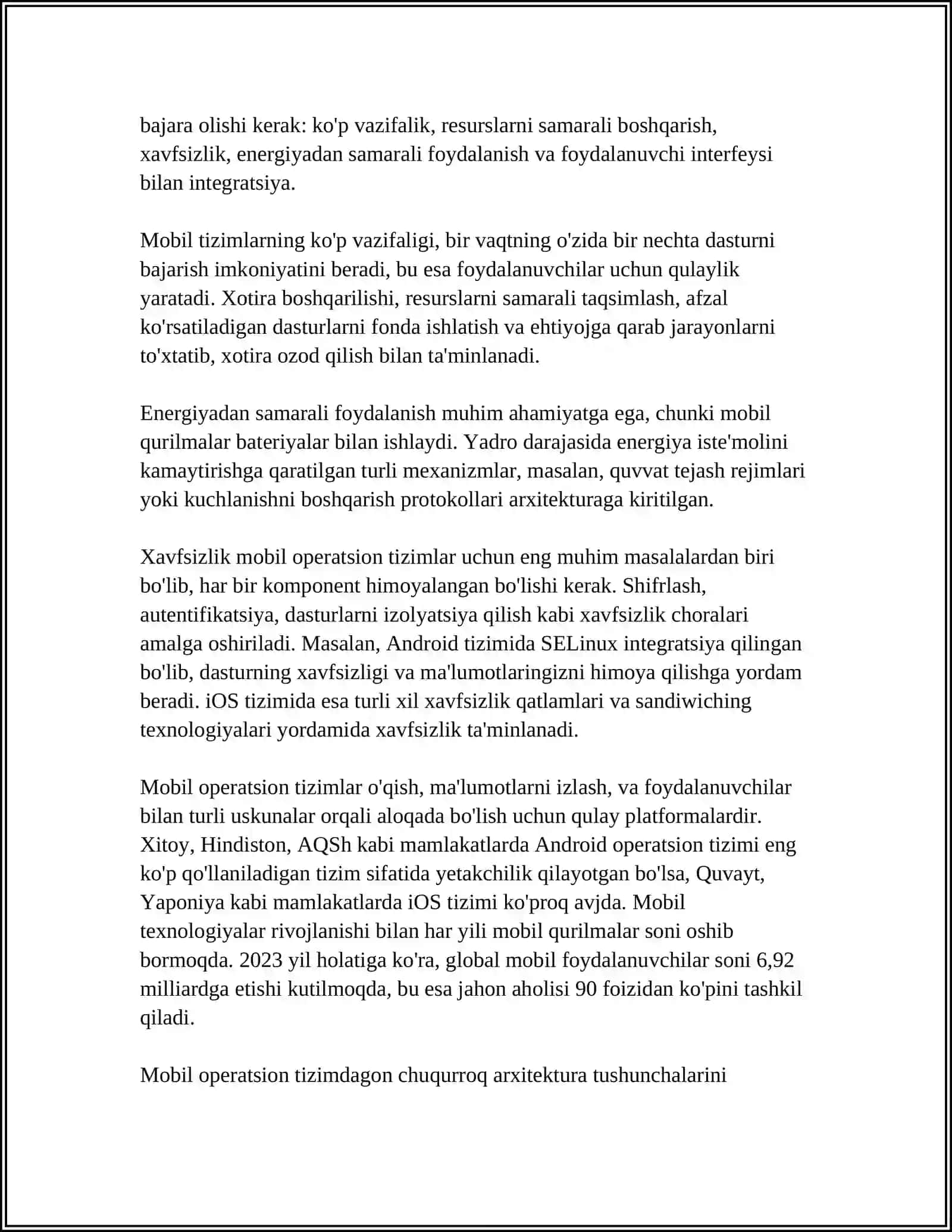 MOBIL TIZIMLAR UCHUN MO‘LJALLANGAN PROSESSORLAR 4