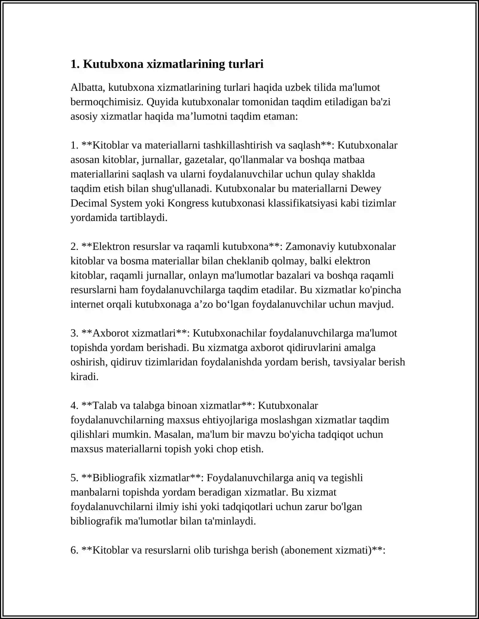 RESPUBLIKA AHOLISIGA KUTUBXONA XIZMATI KO'RSATISHNING TASHKIL QILINISHI 4