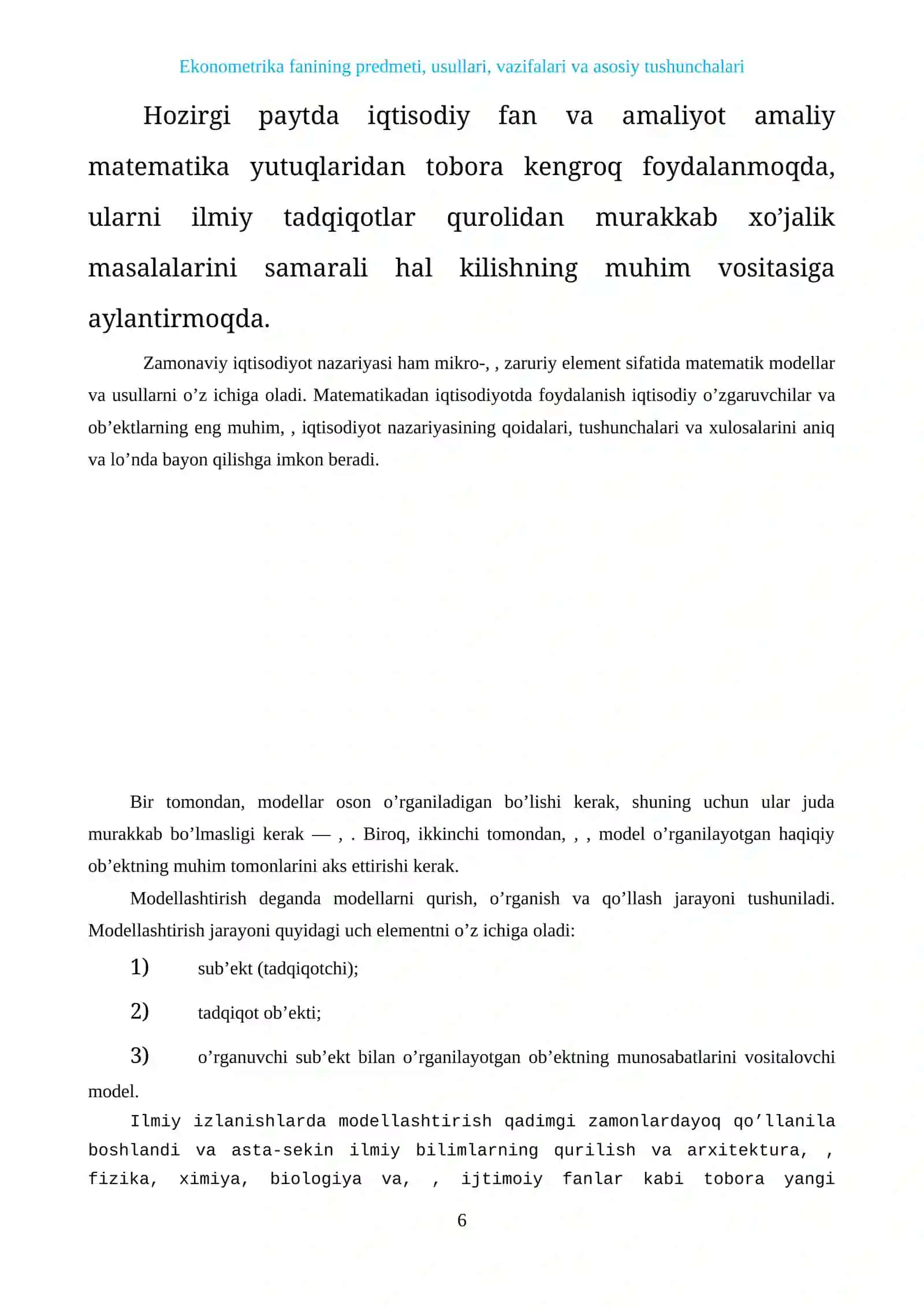 Ekonometrika fanining predmeti, usullari, vazifalari va asosiy tushunchalari 4