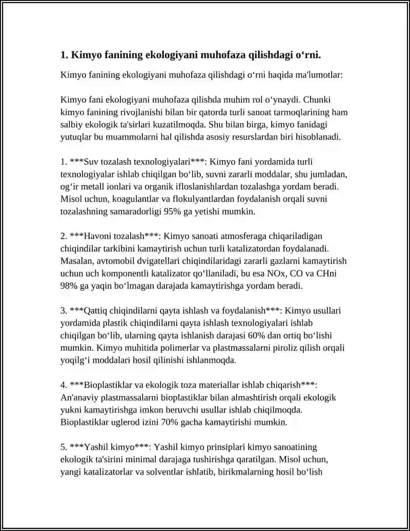 Kimyo Fanining Ekologiyani Muhofaza Qilishdagi O‘rni 4