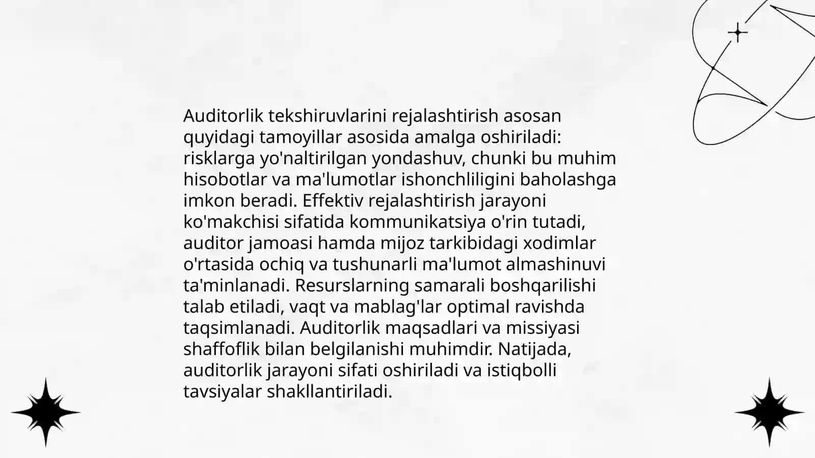 Auditorlik tekshiruvini rejalashtirishning tamoyillati va bosqichlari 4