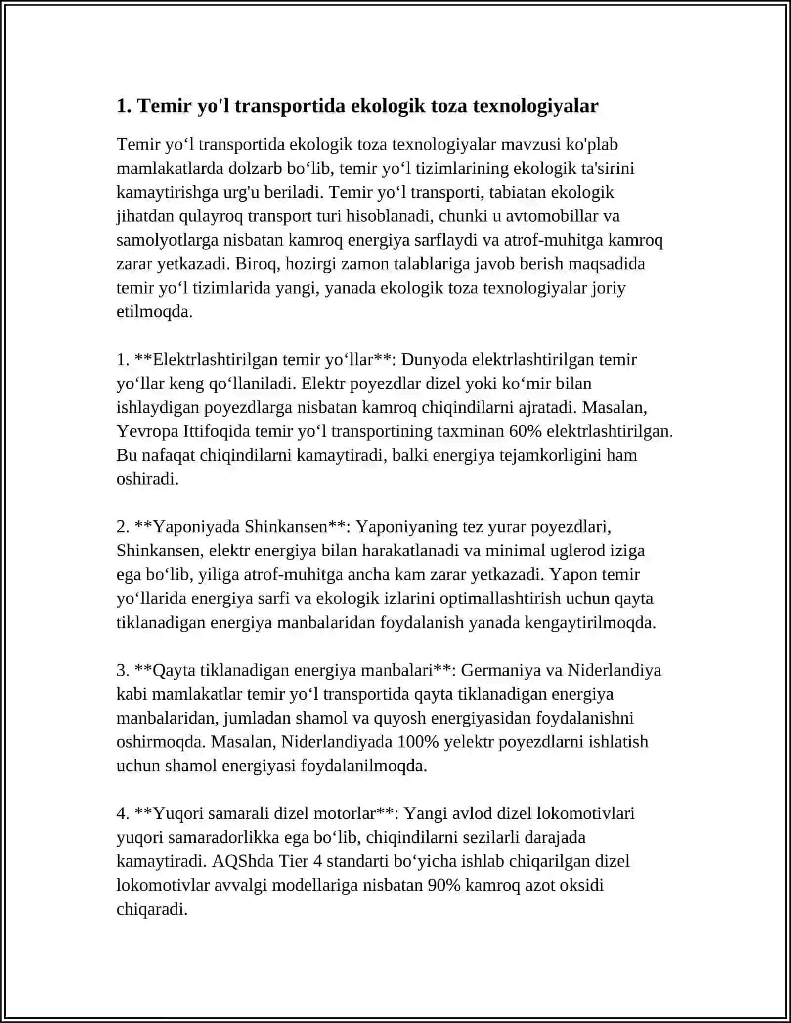 TEMIR YO'L TRANSPORTIDA EKOLOGIK TOZA TEXNOLOGIYALAR 4