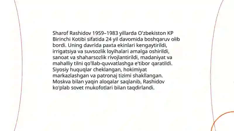 Sharof Rashidov siyosiy faoliyati haqida 4