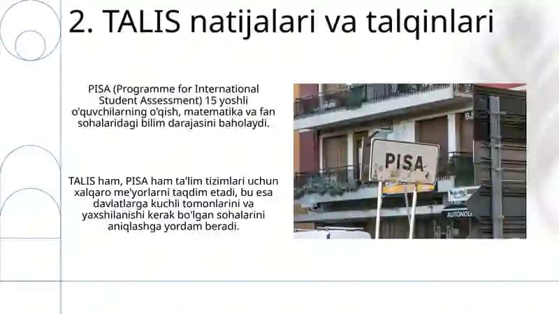 PISA, TALIS xalqaro baholash dasturlari tòģrisida 4