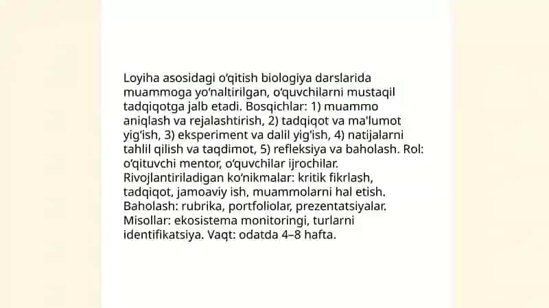 Biologiya darslarida noan’anaviy usularni qo‘llash metodologiyasi 4