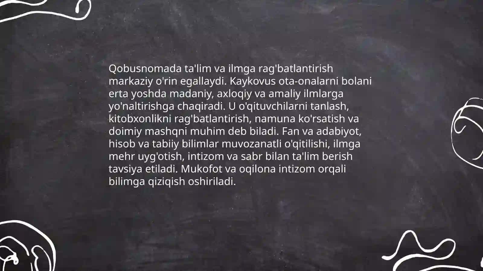 Kaykovusning Qobusnoma asarida bola tarbiyasi haqida 4
