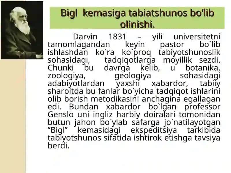 ORGANIK OLAM EVOLYUTSIYASI HAQIDA CHARLZ DARVIN TA’LIMOTI 4