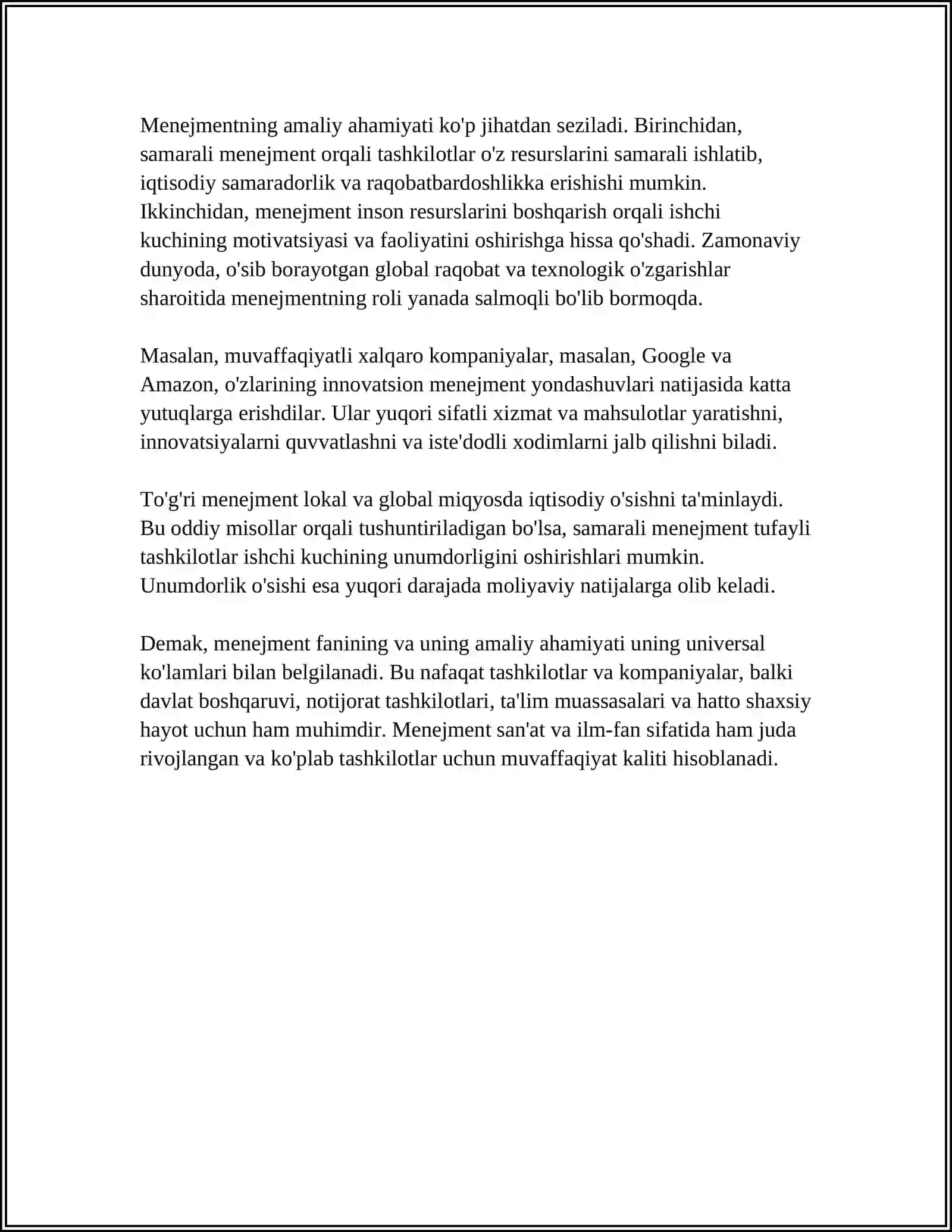 MENEJMENT FANINING PREDMETI VA FUNKSIYALARINI AMALIYOTDA QOʻLLASH YOʻLLARI 4