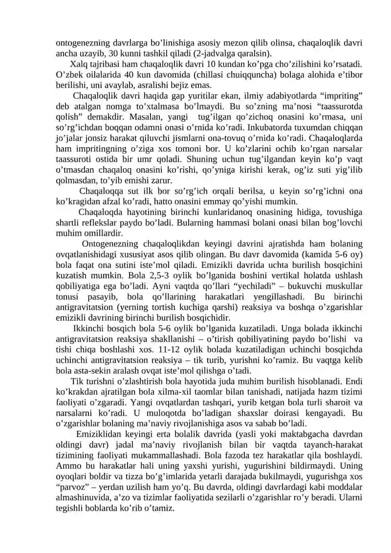ODAM ORGANIZMI O’SISHI VA RIVOJLANISHINING UMUMIY QONUNIYATLARI VA BOSQICHLARI 4