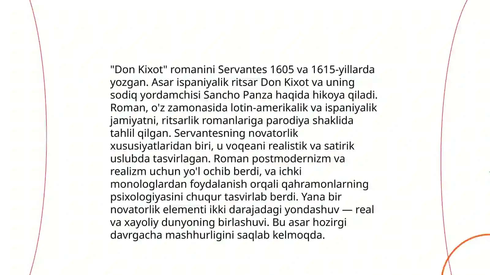 Don Kixot asarida an'ana va novatorlik 4