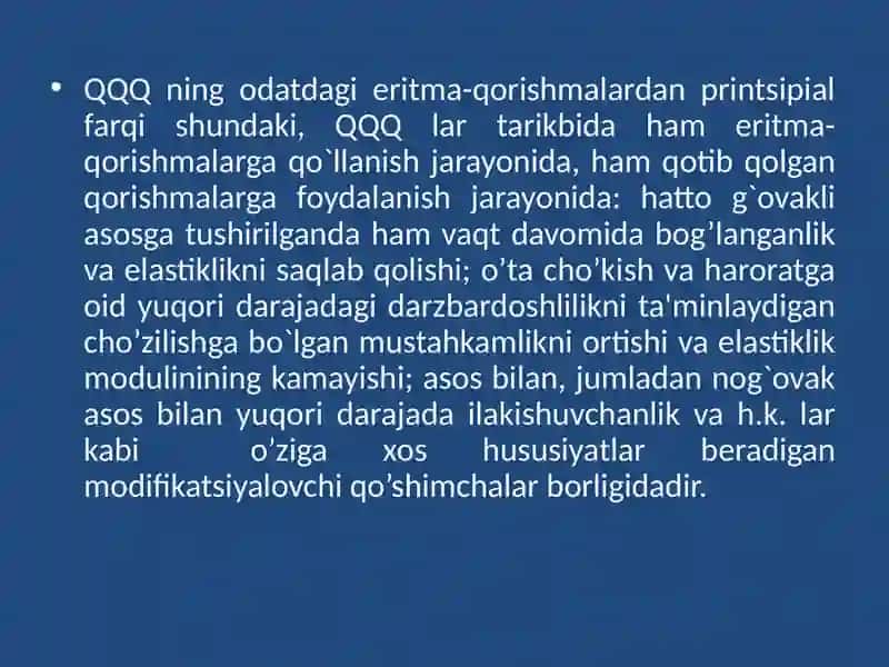 Quruq qurilish qorismalari to'g’risida umumiy ma‘lumotlar 4