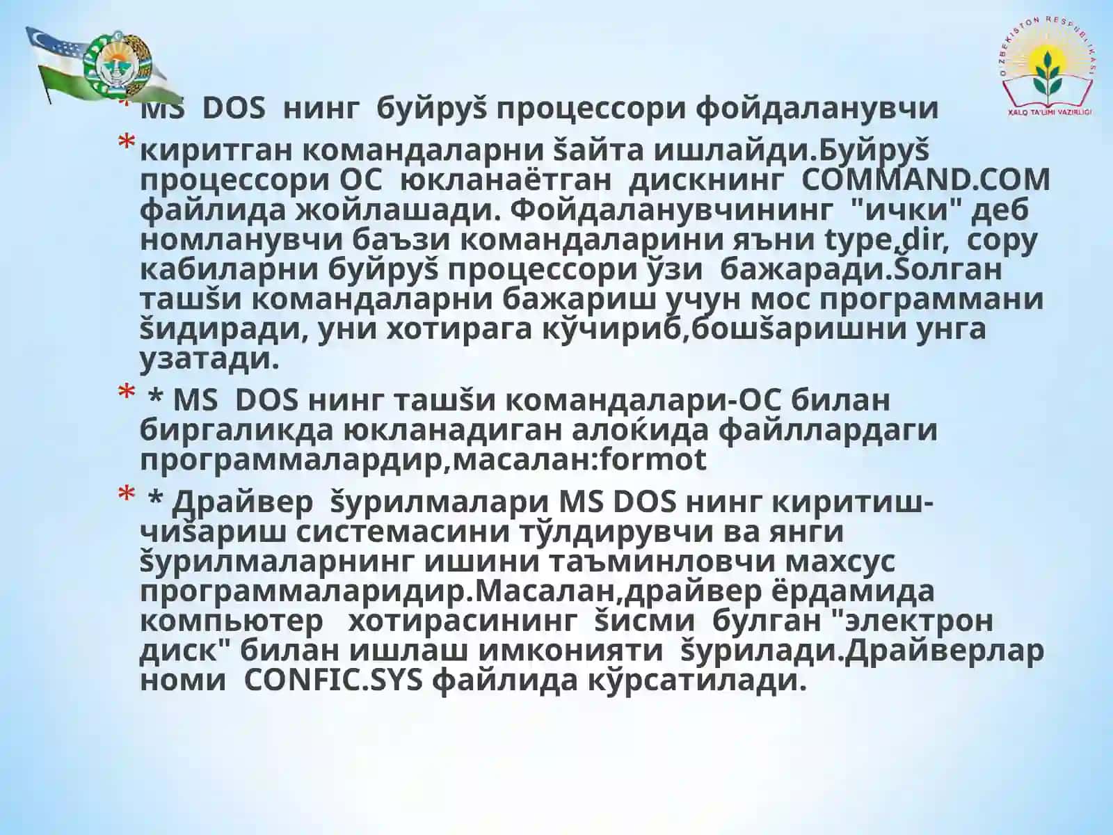 MS DOS NING ASOSIY BUYRUQLARI 4